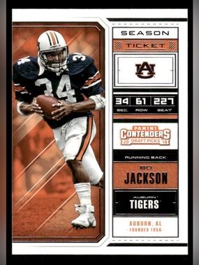 Bo Jackson Auburn Tigers Football Trading Card - Special Insert Card in Auburn